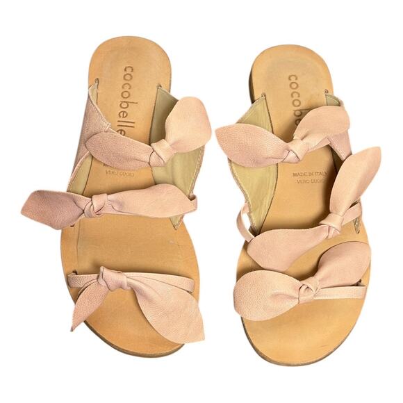 Cocobelle Blush Pink Leather Strappy Bow Sandals Size 38/7.5 - Picture 1 of 8